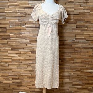inmod | Cream | Textured Maxi Dress | Tie Front | Size S